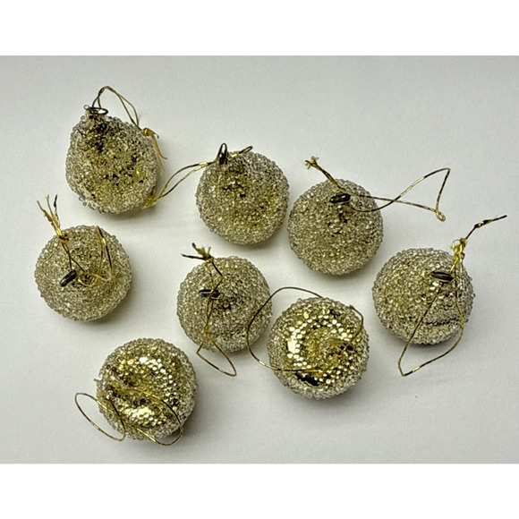 Vtg Lot of 8 Sugar Coated Miniature Pear Apple Ornaments Gold Glass Beaded As Is - Picture 2 of 16